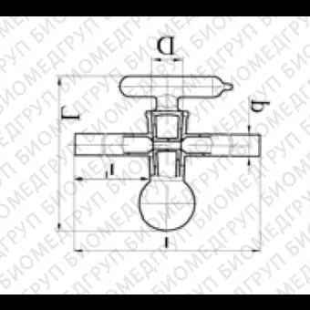 Кран вакуумный, одноходовой, линейный, диаметр 10,0 мм, стекло, Россия, 1151