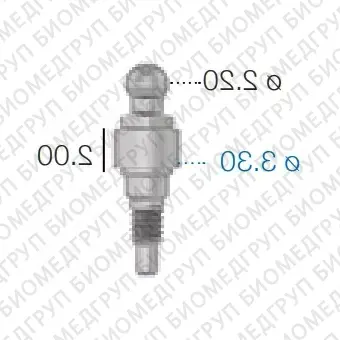 Аттачмент сферический, прямой, SwedenMartina 3.3 мм х 2 мм AAS3302
