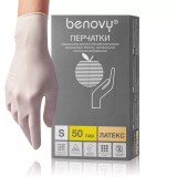 BENOVY, Перчатки латексные неопудренные, 50 пар
