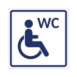 Плоскостной знак Туалет доступный для инвалидов на кресле-коляске 100х100 синий на белом