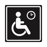 Плоскостной знак Место кратковременного отдыха или ожидания для инвалидов 150х150 белый на черном