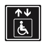 Плоскостной знак Лифт для инвалидов на креслах-колясках 200х200 белый на черном